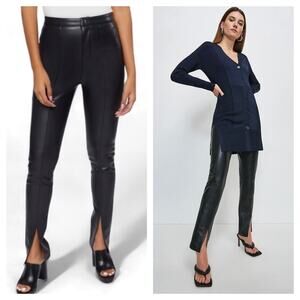 Jason Wu Black Vegan Leather Split Hem Trouser Pants Small